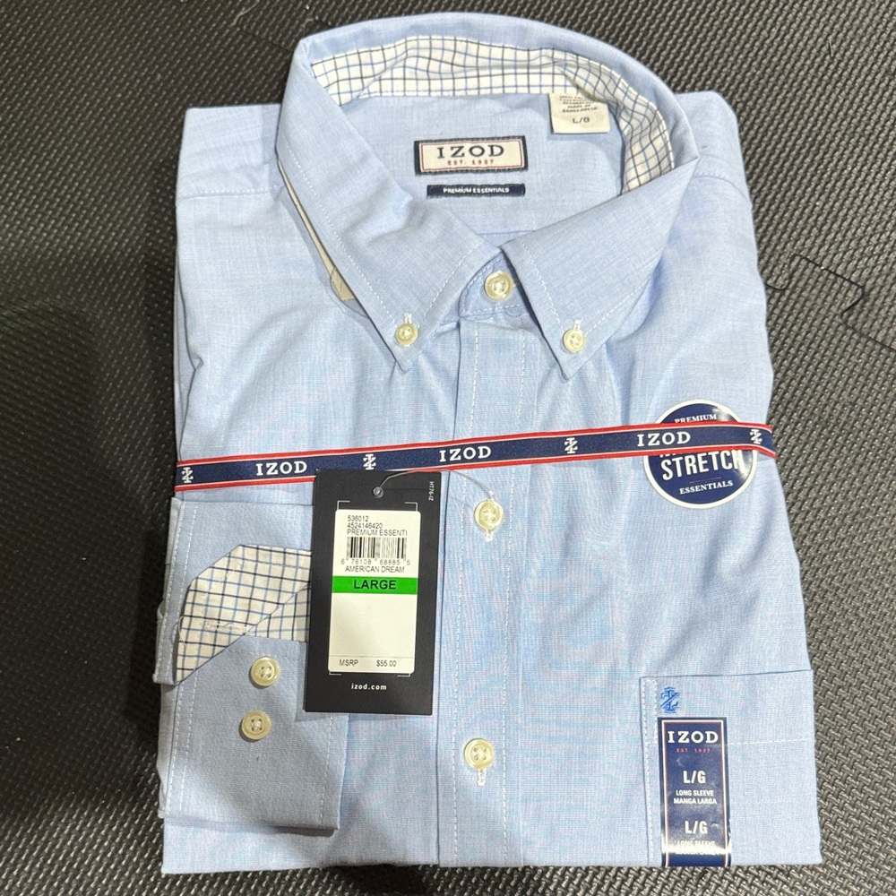 Izod Light Blue Casual Button-Down Shirt